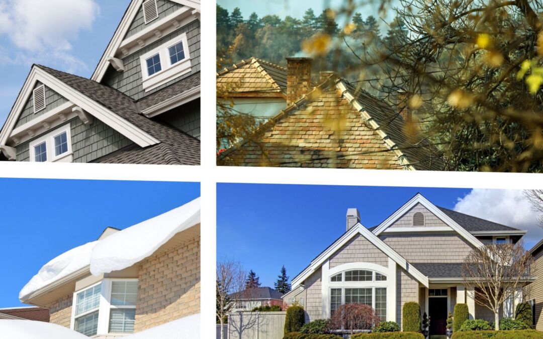 Collage of roofs in different seasons